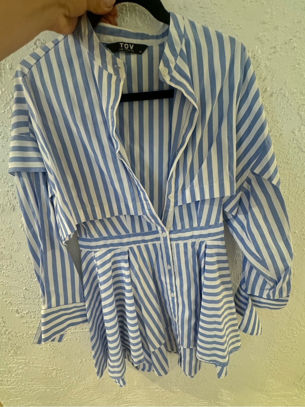 TOV Los Angeles Blue & White Striped Shirt
